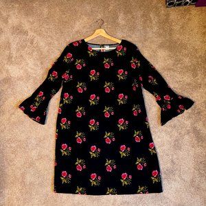 OLD NAVY Black Floral Pattern Shift Dress - Tall XL